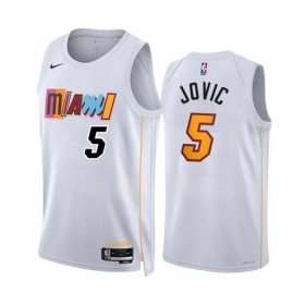 Camiseta Hombre NBA Miami Heat Nikola Jovic 5 2022-23 Nike City Edition Blanco Swingman